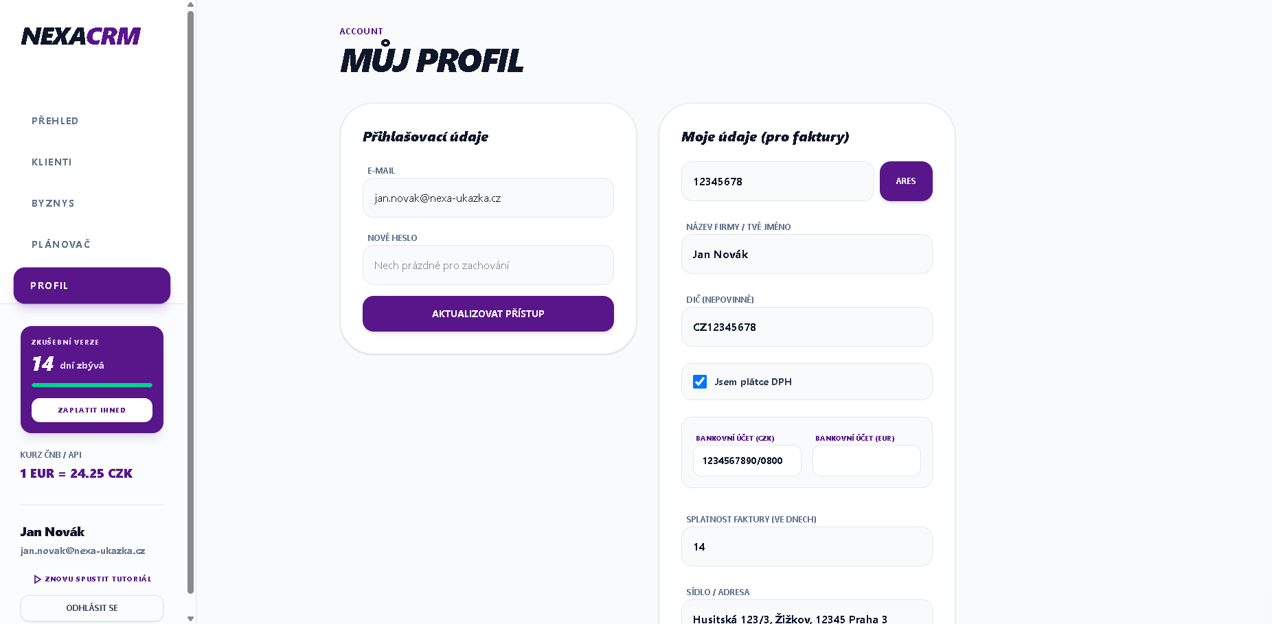 Ukázka NEXA CRM 6